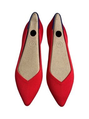 Rothy’s Flame Points Red Ballet Flats Pointed Casual Office Style Blogger Coral